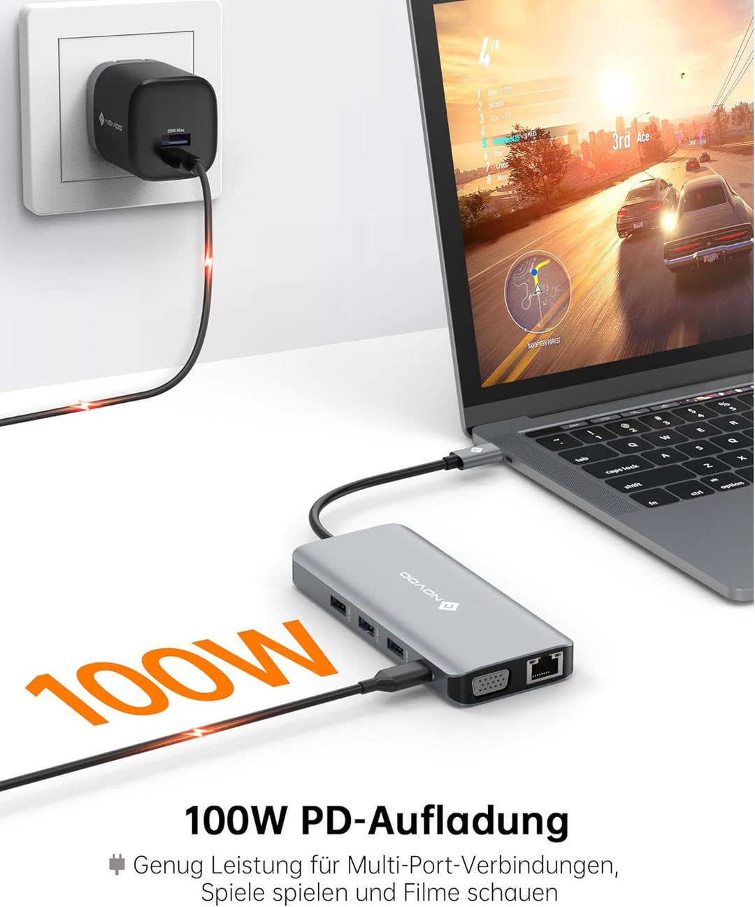 NOVOO USB C Docking Station Triple Display 11 in 1 USB C Dual 4K@60Hz HDMI USB C Hub VGA Adapter Gig
