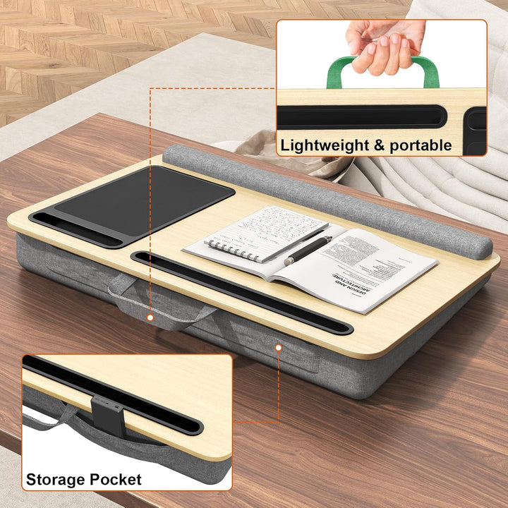 Laptopkissen für Bett mit Kissen, PUTORSEN Laptop Kissen Mausunterlage Passen bis zu 17,3 Zoll Noteb