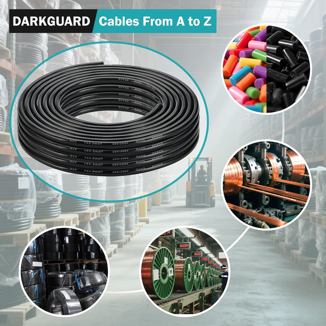 10M Anhänger Kabel Autokabel 7 Pin, 0,5mm² Automotive 7 Core Kabel Fahrzeugleitung 7cores, 12V 24V K