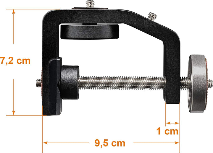Walimex pro KX-25 Stativ Klemme mit Kugelkopf – Klemmstativ, Blitzklemme, Aluminium, ausziehbare Mit