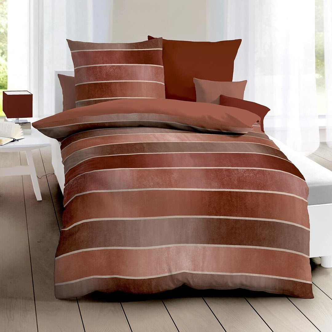 Kaeppel Mako-Satin Bettwäsche Timeless Terra, 1 Bettbezug 155 x 220 cm + 1 Kissenbezug 80 x 80 cm Te