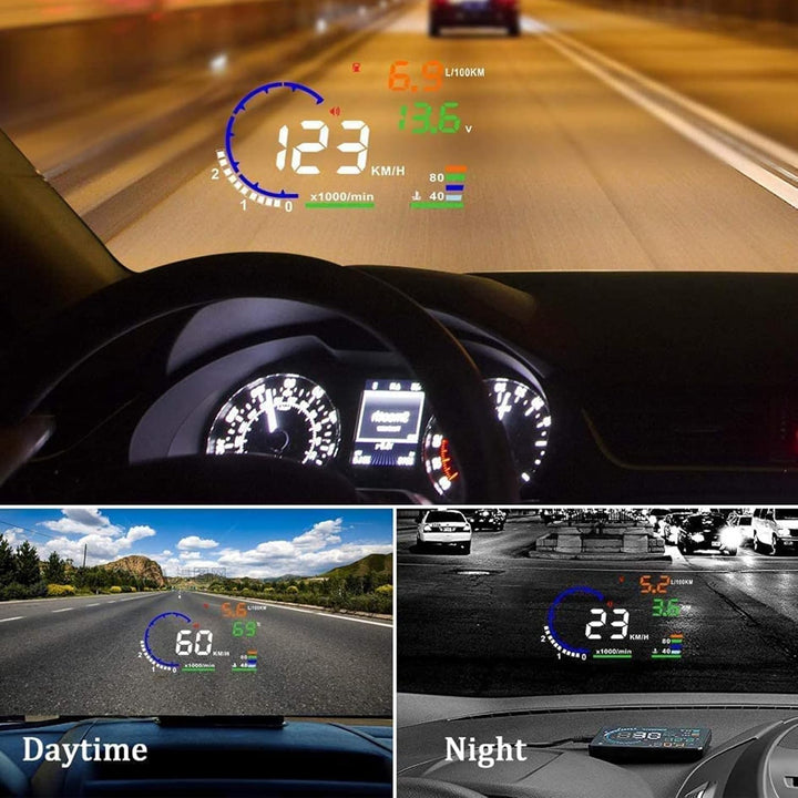 Geloo Auto HUD Head Up Display A8 5,5 Zoll OBD2 Digital HUD Geschwindigkeitsmesser über Geschwindigk