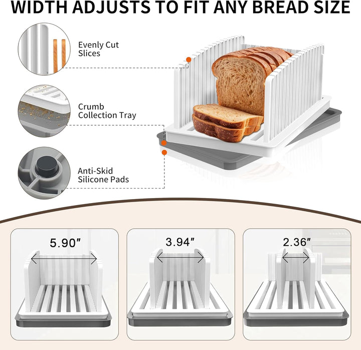 Brotschneider mit Box, 2-in-1 Brotschneider und Brotbox, brotschneidemaschine klappbar, Krümelauffan