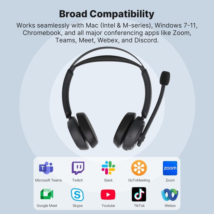 NEARITY EP320 Wireless Headset mit Mikro für Arbeit, Bluetooth-Headset mit Geräuschunterdrückung, US