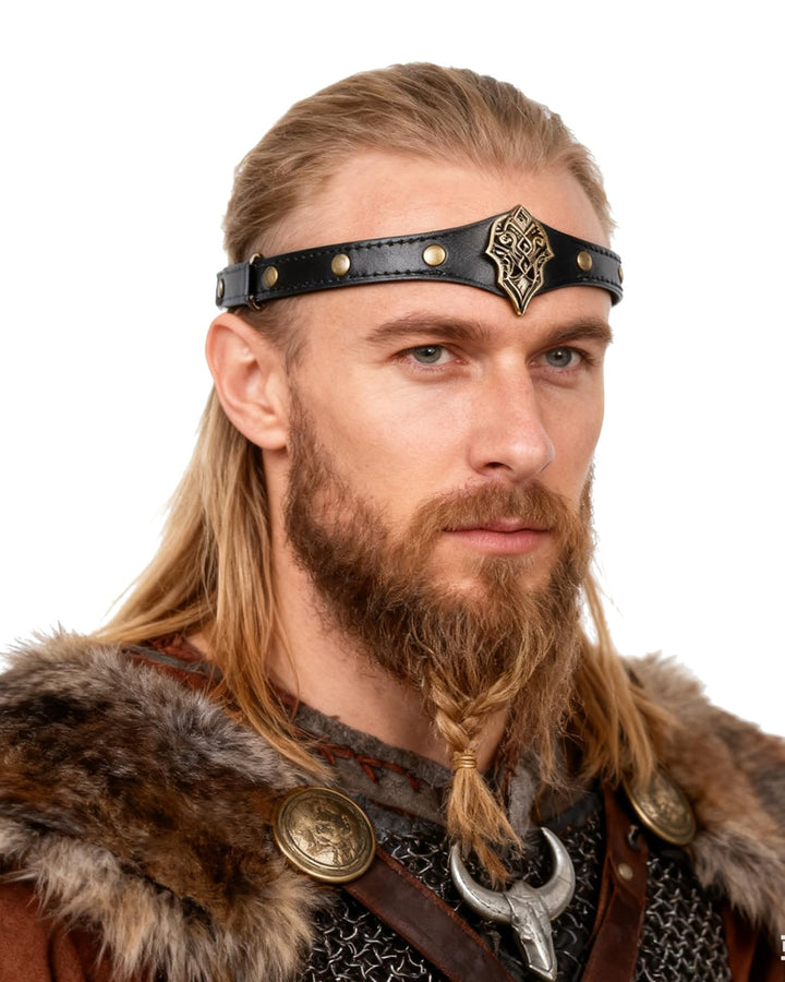 keland Stirnband Wikinger Leder Mittelalter Kopfschmuck für Damen Herren Halloween Cosplay Mittelalt