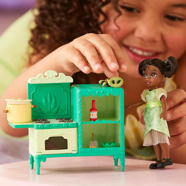 Disney Store Offizielles Tiana Minipuppen-Spielset, Küss den Frosch, Once Upon a Story Kollektion, 1