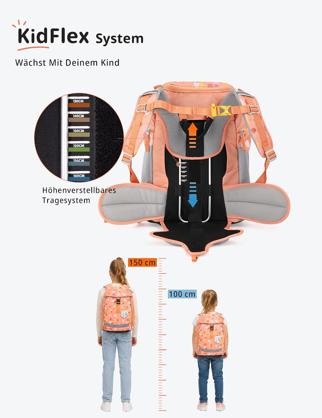 SKYSPER Schulranzen-Set 5-teilig, Schulrucksack Ergonomischer Tragesystem mit Regenhülle und Reflexs