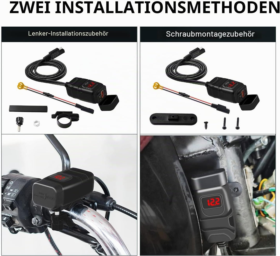 12V Steckdose Auto Ladegerät mit Schalter, KFZ QC3.0 PD Type C USB mit Switch, Wasserdicht für KFZ W
