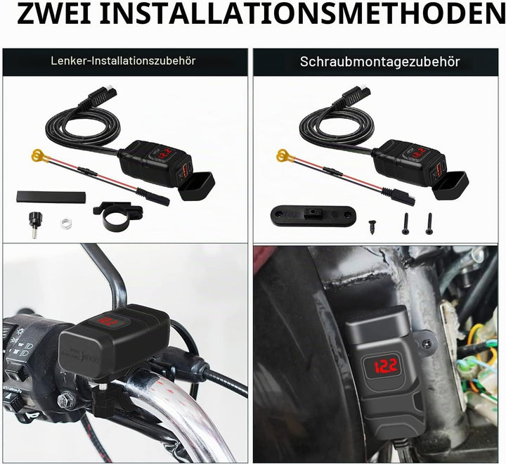 12V Steckdose Auto Ladegerät mit Schalter, KFZ QC3.0 PD Type C USB mit Switch, Wasserdicht für KFZ W