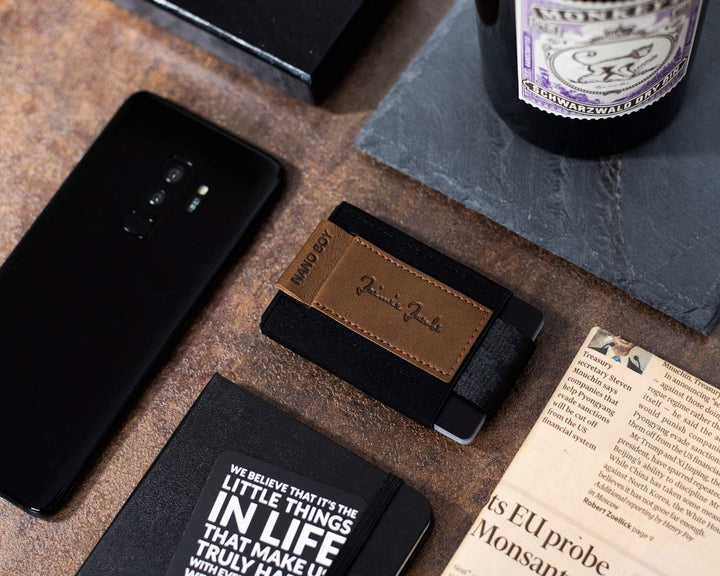 Jaimie Jacobs Nano Boy VEGAN Mini Geldbörse aus Textil, Veganer Mini Wallet, Kleiner Veganer Geldbeu