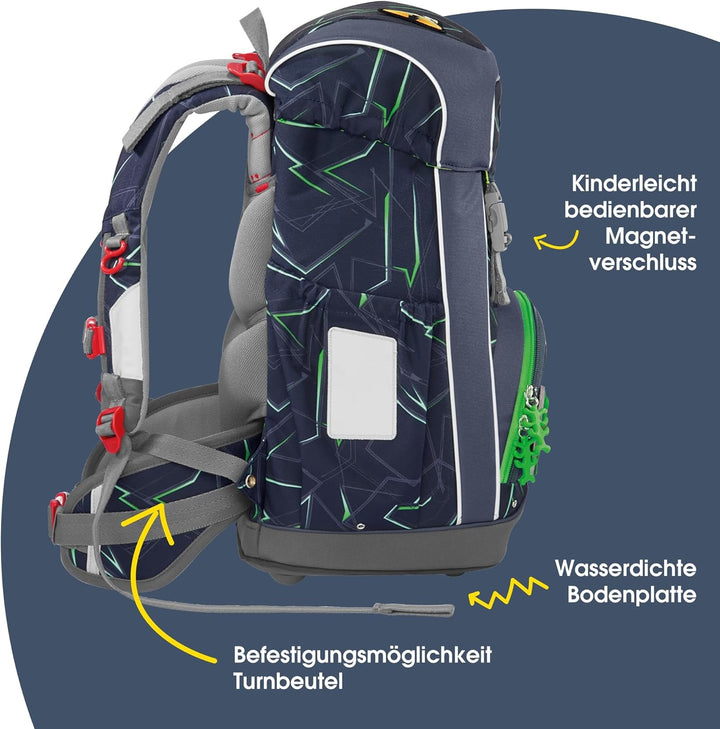 Step by Step GIANT Schulranzen-Set, 5-teilig, ergonomischer Tornister mit Reflektoren, höhenverstell