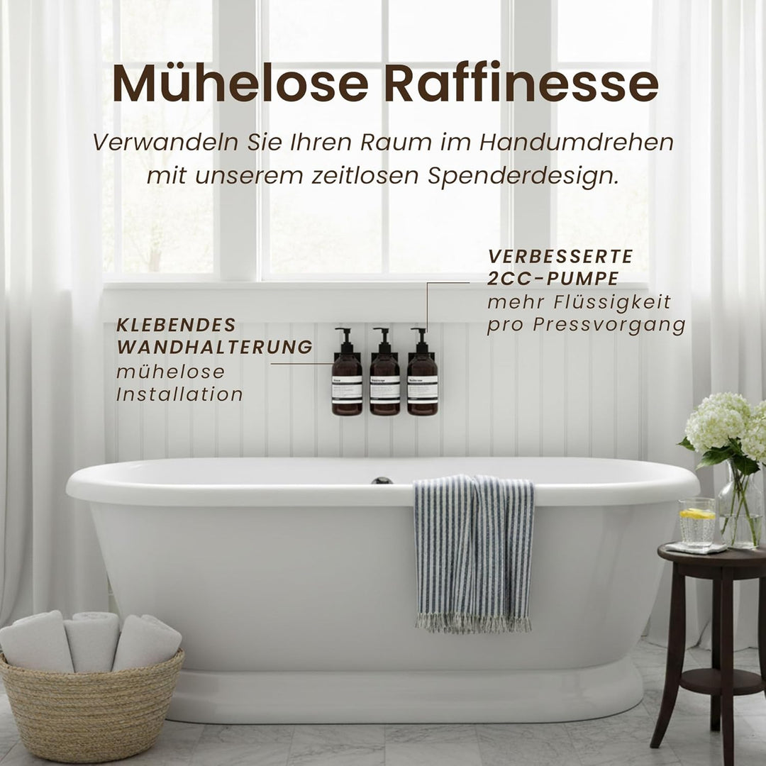MaisoNovo Shampoo Flaschen zum befüllen – Duschseifen Seifenspender Wandbefestigung – 500 ml Set mit