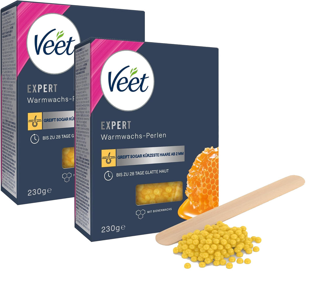 Veet Warmwachsperlen mit Bienenwachs für elektrische Wachsgeräte oder im Wasserbad – Einfache Dosier