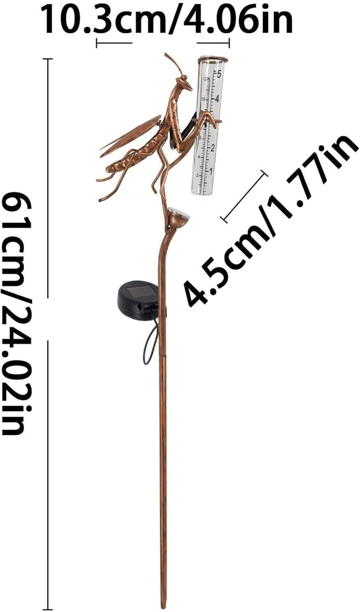 Wassermessgerät Regen, Iron Mantis Solar, professioneller Regenmesser, 61 x 10,3 x 4,5 cm, mit Ausse