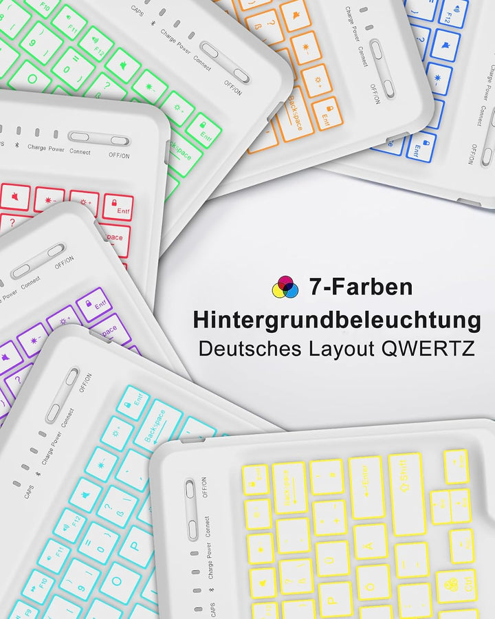 Beleuchtete Tastatur für iPad Air 13" (2026 M4/2025 M3/2024 M2) & Pro 12.9" (2018-2022), 7-Farben RG