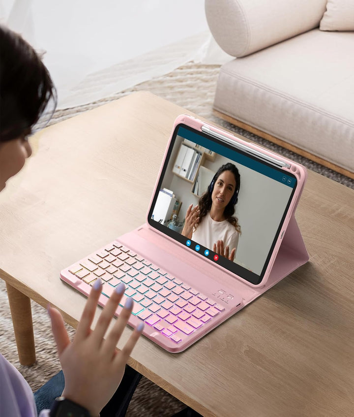 Vobafe Hülle mit Tastatur für iPad A16 11 Generation 2025/10 Gen 2022 10.9 Zoll, Air 11 Zoll M3/M2,