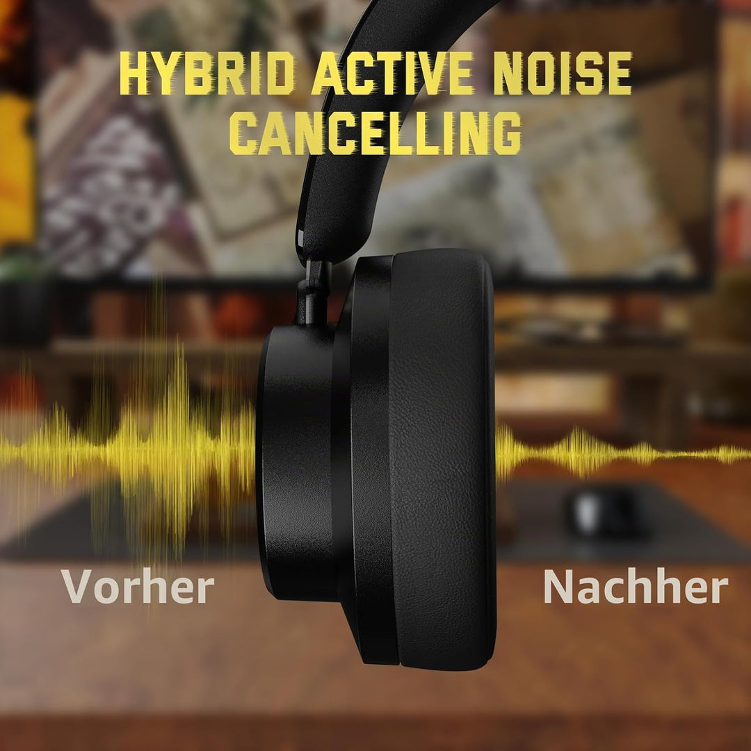 ATTACK SHARK G500 Kabelloser Kopfhörer mit Active Noise Cancelling, Over Ear Bluetooth Headset mit I