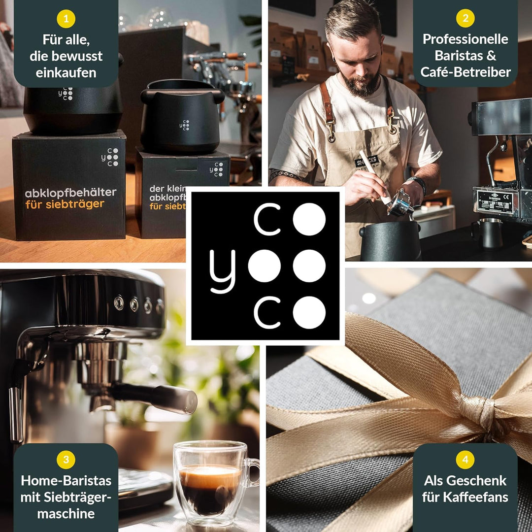 COYOOCO Abklopfbehälter für Siebträger – Espresso Knock Box geräuscharm mit rutschfestem Stand – Bar