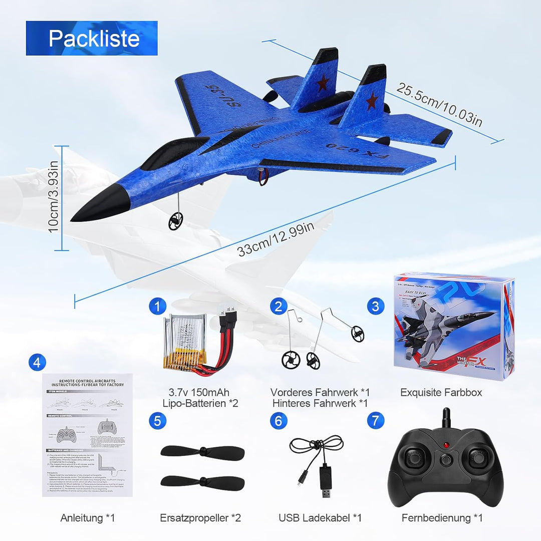 Henakmsl RC Flugzeug 2CH Ferngesteuerter SU35 Kämpfer 2.4GHz RC Flugzeug RTF für Anfänger, Kinder un