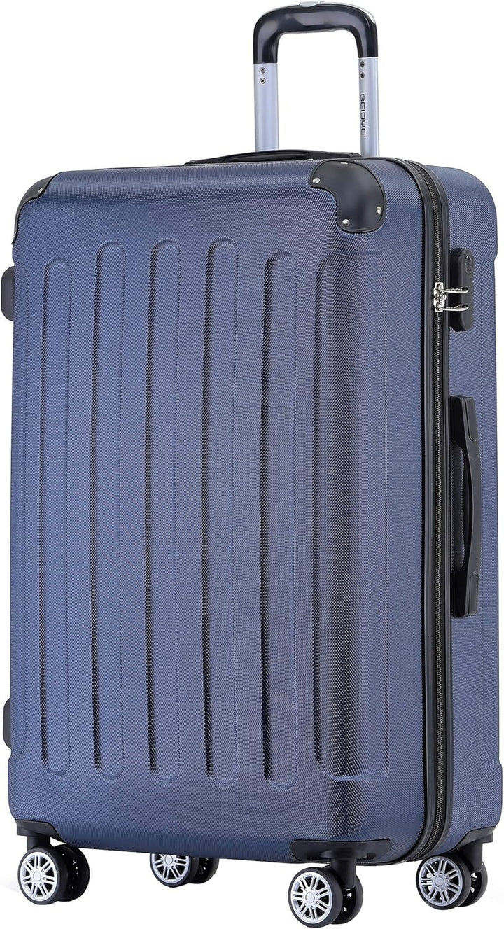 BEIBYE Hartschalen-Koffer Trolley Rollkoffer Reisekoffer Handgepäck 4 Rollen (M-L-XL-Set) (Dunkelbla