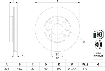 Bosch BD154 Bremsscheiben - Vorderachse - ECE-R90 Zertifizierung - zwei Bremsscheiben pro Set