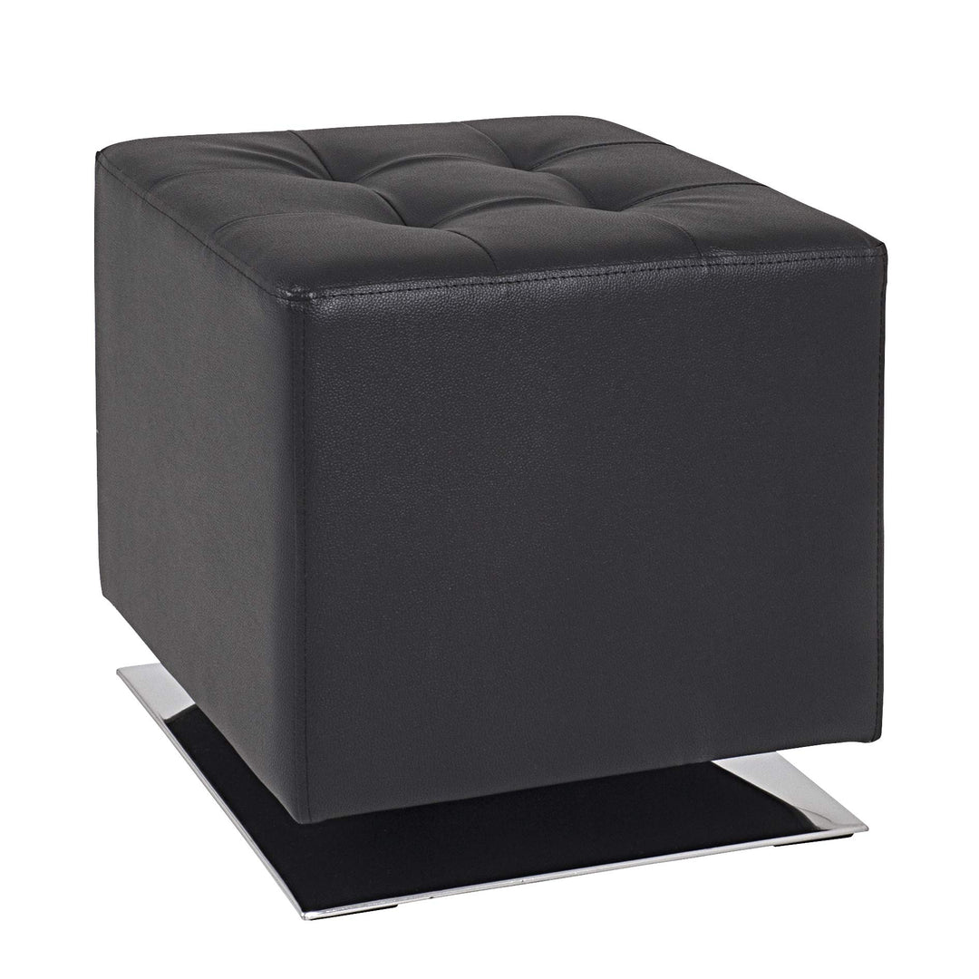 HAKU Möbel Hocker, Kunstleder, chrom-schwarz, B 40 x T 40 x H 42 cm Chrom-schwarz 40 x 40 x 42, Chro