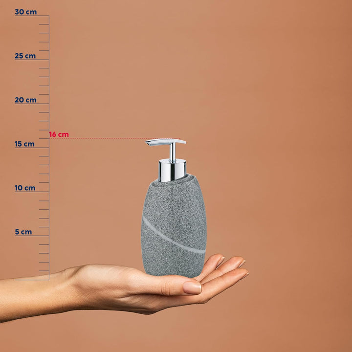 kela Seifenspender 300 ml Talus, Seifenspender grau, Natursteinoptik, Pumpflasche, Spülmittelspender