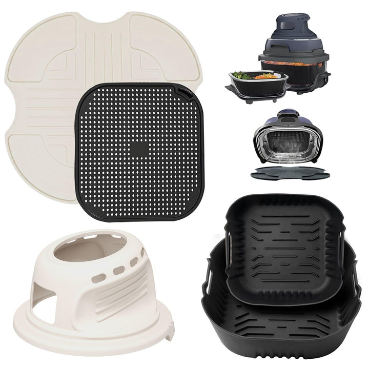 Airfryer Zubehör für Ninja CRISPi 2 Stück Silikonform+ Spritzschutz + Silikonmatten + Heissluftfritt