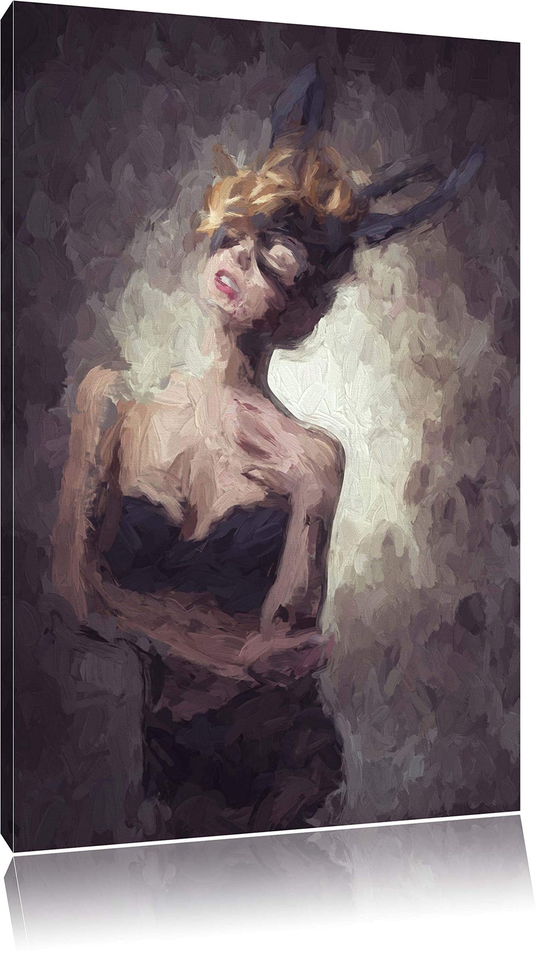 Pixxprint Maskierte attraktive Frau als Leinwandbild/Grösse: 100x70 cm/Wandbild/Kunstdruck/fertig be
