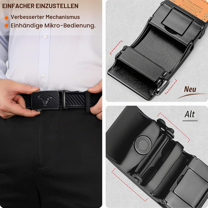 KEMISANT Gürtel Herren, Ledergürtel Ratsche Automatikschliesse für Herren Business Anzug,Breit 35mm,