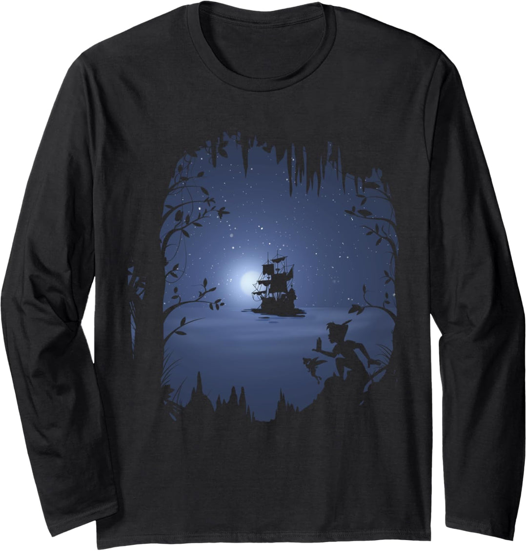 Disney Peter Pan Moonlit Pirate Ship Silhouette Langarmshirt