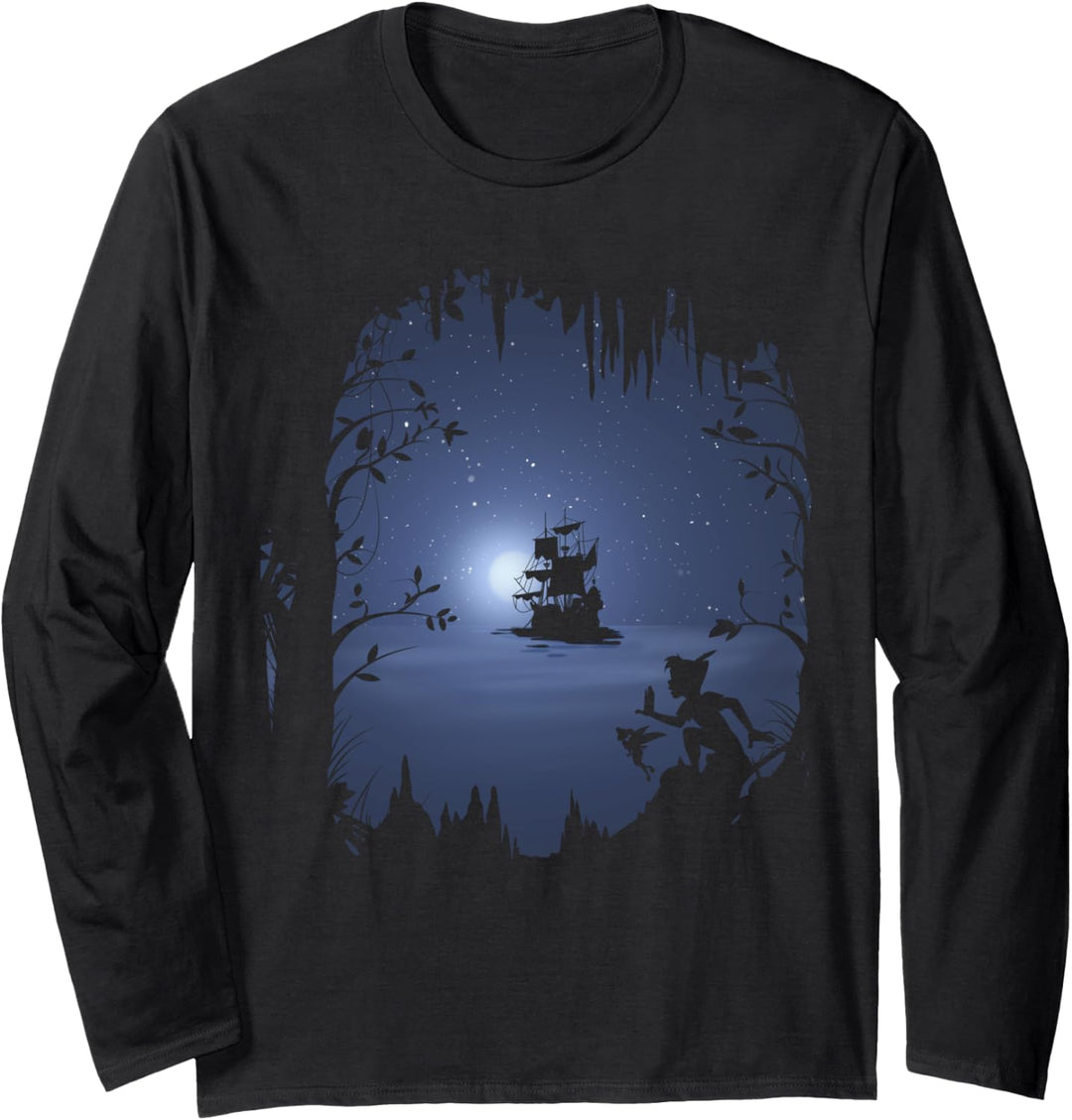 Disney Peter Pan Moonlit Pirate Ship Silhouette Langarmshirt