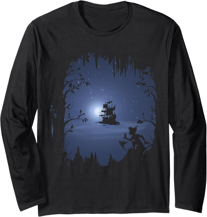 Disney Peter Pan Moonlit Pirate Ship Silhouette Langarmshirt