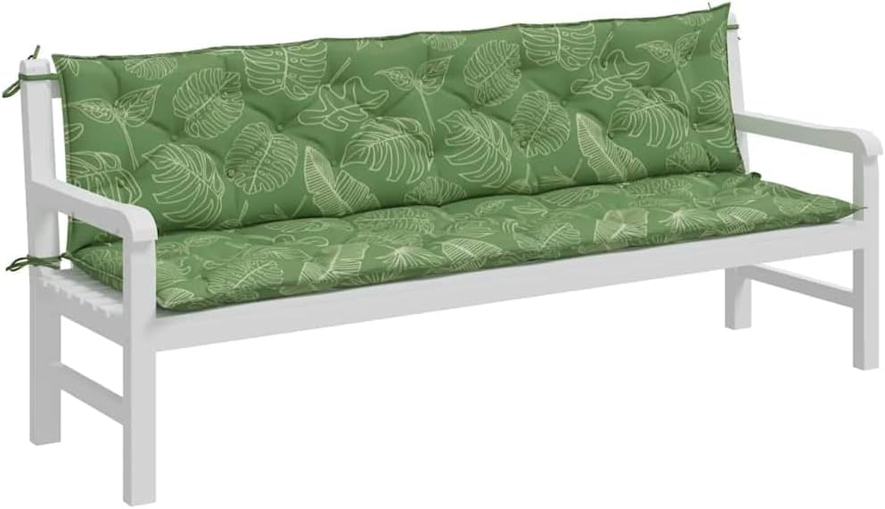 vidaXL Gartenbank-Auflagen 2 STK. Blattmuster 200x50x7 cm Stoff 200 cm Blattmuster, 200 cm Blattmust