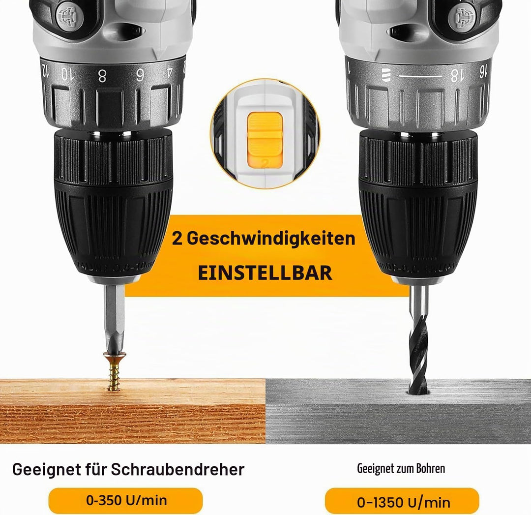 20 V Akkuschrauber für Damen:DEKOPRO 40 N.m Akku Schrauber mit Akku und Ladegerät，30 pcs Zubehör Boh