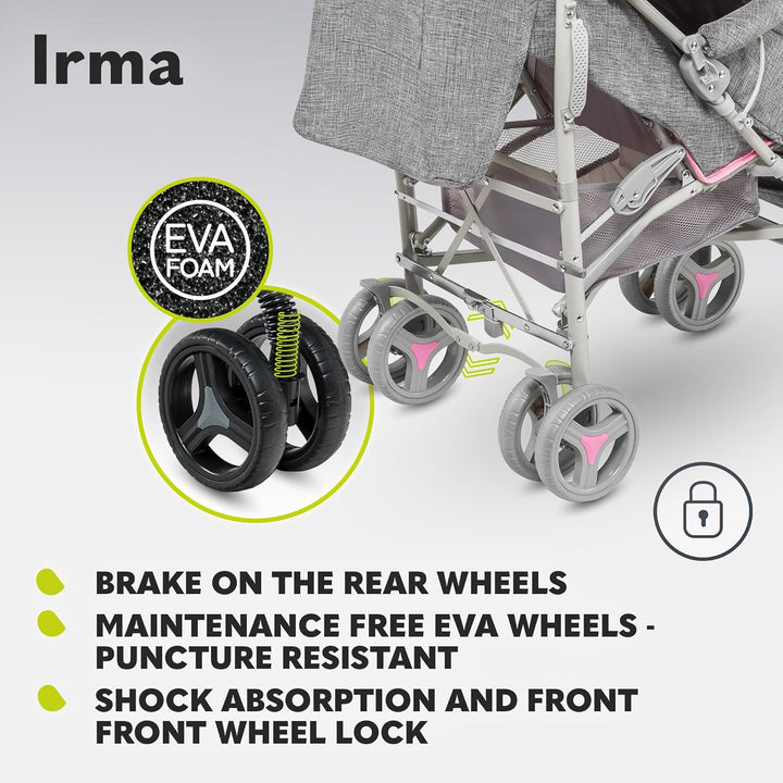 LIONELO Irma Kinderwagen bis 15 kg, Kinderwagen, leichter moderner Kinderwagen mit Liegefunktion, fa