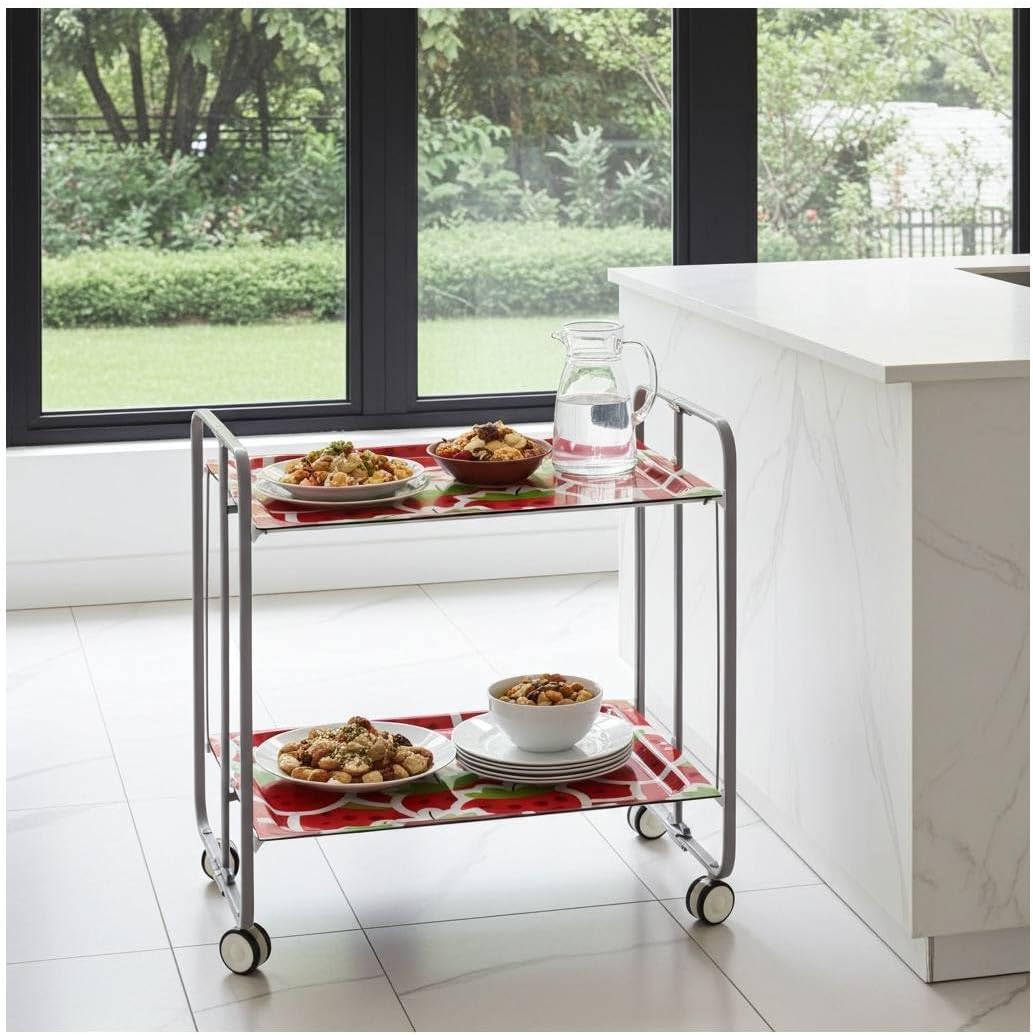 DON HIERRO - Servierwagen, klappbar, 2 Böden, grauem Rahmen. BAUHAUS-57 one size 57, one size 57