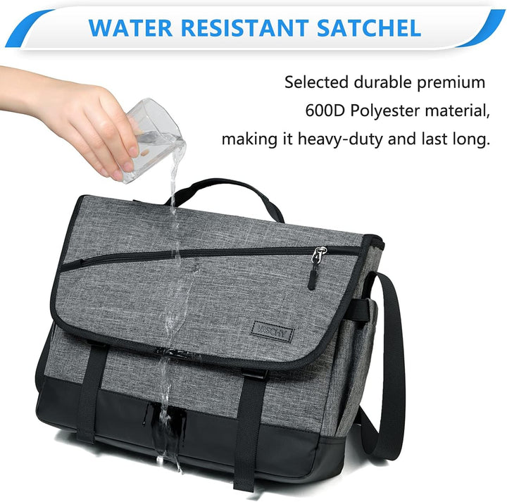 VASCHY Umhängetaschen Herren, Wasserabweisend 15.6 Zoll Laptop Schultertasche Laptoptaschen mit Gepo