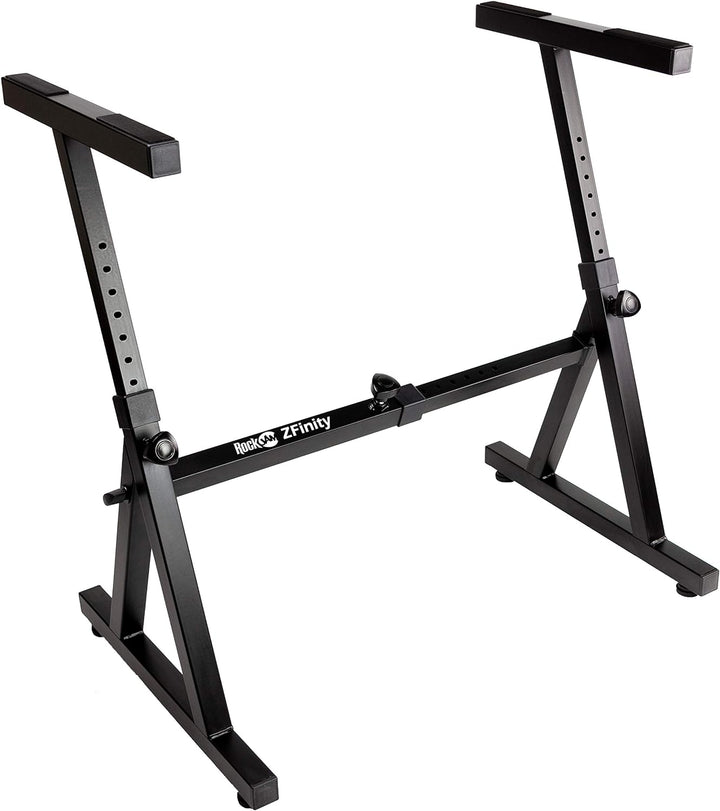 RockJam Heavy Duty Z-Style Keyboard Stand for Digital Pianos and Electronic Keyboards - Black & Sust
