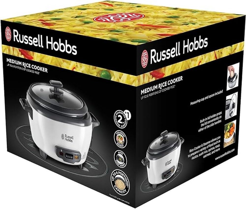 Russell Hobbs Reiskocher klein [medium] 0,8l (inkl. Dampfgarer-Einsatz, Warmhaltefunktion, antihaftb