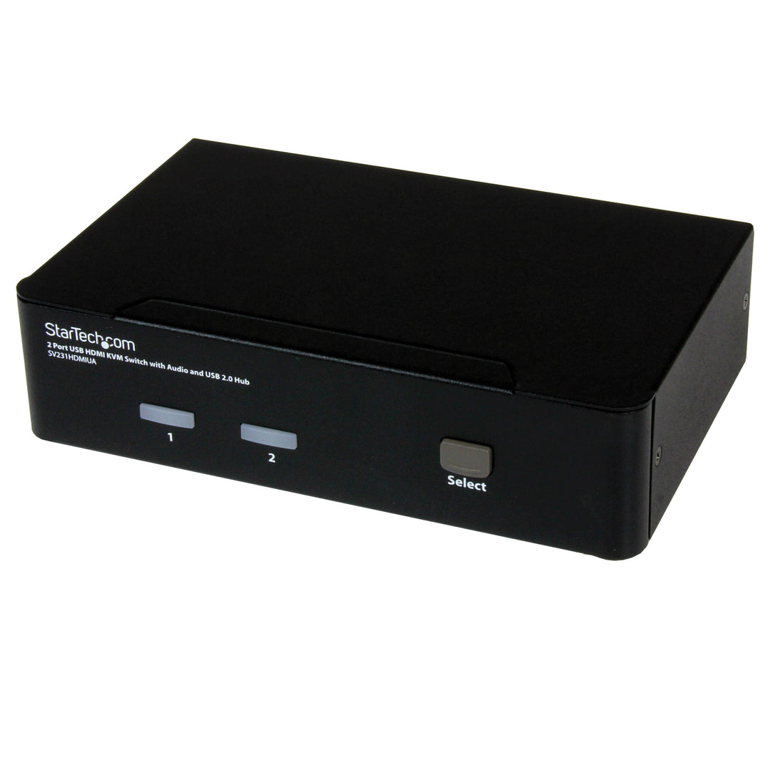 StarTech.com 2 Port USB HDMI KVM Switch / Umschalter mit Audio und USB 2.0 Hub HDMI mit 1 Display Si
