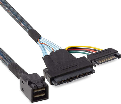 10Gtek# 12G Internal Mini SAS SFF-8643 to U.2 SFF-8639 NVMe SSD Cable with 15 pin Male SATA Power Co