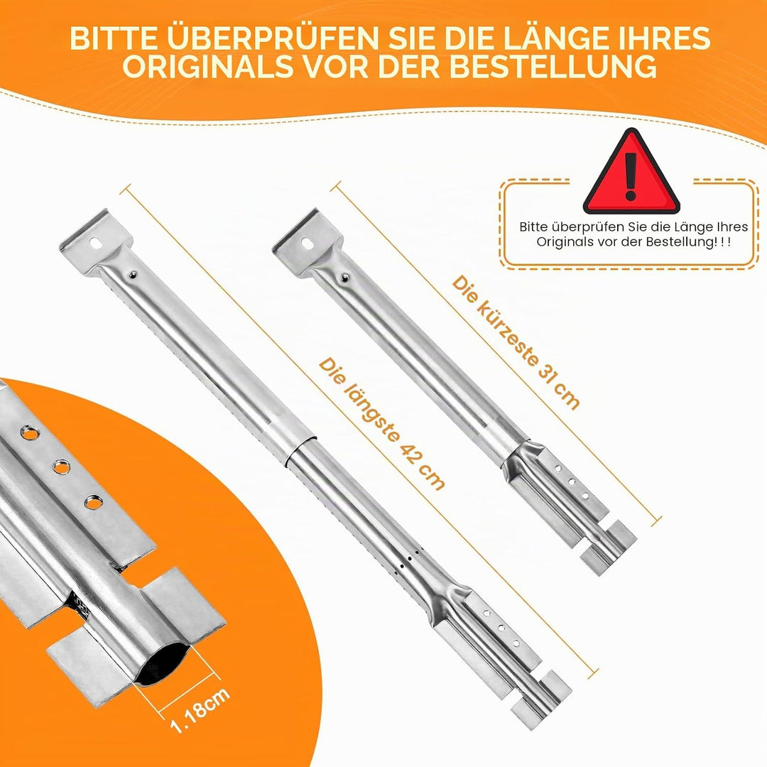 GFTIME 31-42cm Universal Brenner einstellbar Ersatzteil für die meisten Grills- Tepro 3562, Enders,