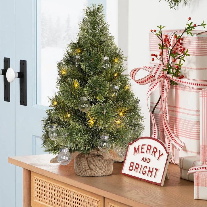 Mini Künstlicher Weihnachtsbaum Mit Beleuchtung 60cm, Weihnachtsdeko Tisch Büro, Tisch Weihnachtsbau