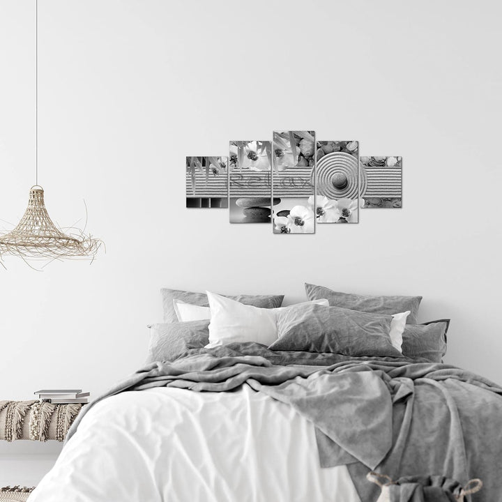 Runa Art Wandbilder Feng Shui Sand 5 Teilig Bild auf Vlies Leinwand Deko Wohnzimmer Schlafzimmer Spa