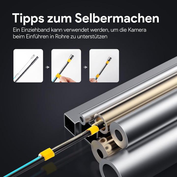 DEPSTECH 15m Triple Lens Endoskopkamera mit Licht, 5" IPS Rohrkamera | 1080P Inspektionskamera, 32GB