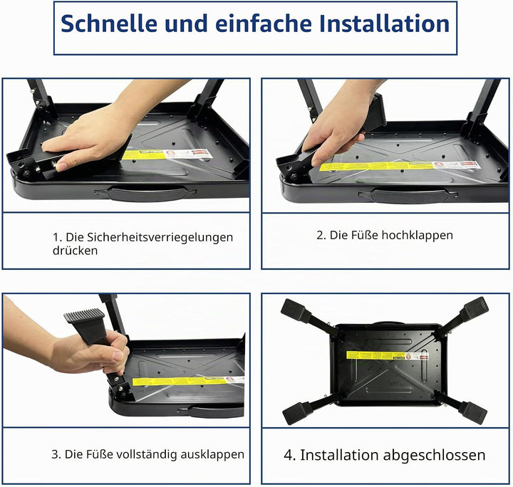 BONTEC Klappbarer Tritthocker, 150 kg Kapazität, Anti-Rutsch-Pedal, tragbare Metallleiter mit Griff,