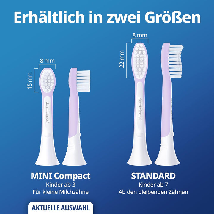 demirdental Kinder Ersatzbürsten passend für Philips Sonicare Kids, Compact Mini Bürstenköpfe für 3-