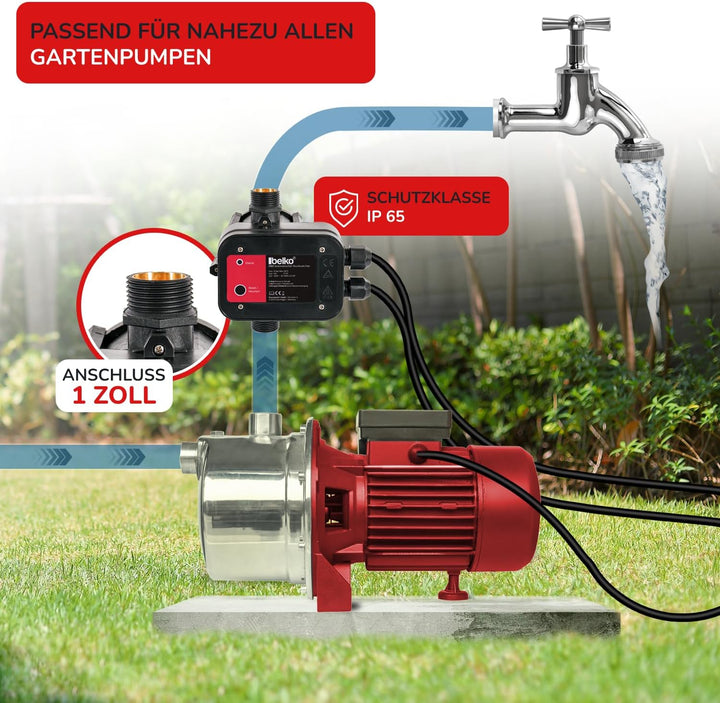 Belko Druckwächter Druckschalter für Wasserpumpen BIS 2,2 kW, mit Kabel bis 10 Bar, Gartenbewässerun