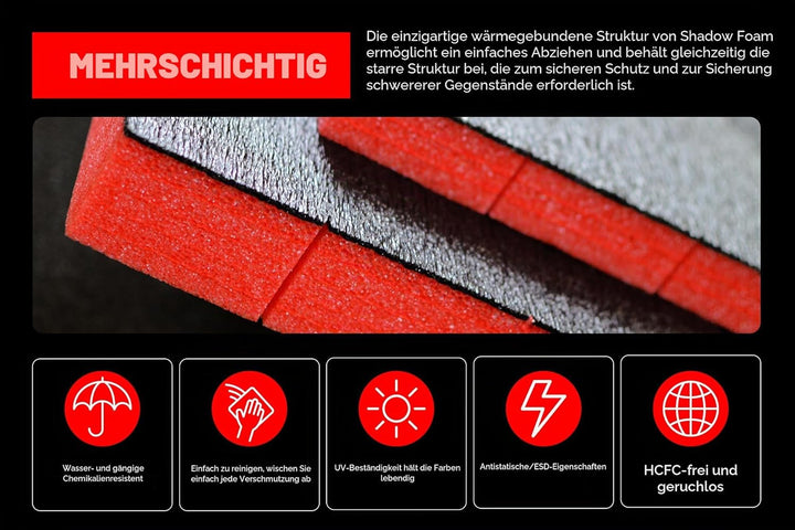 Shadow Foam Medium Sheet - 1000mm x 500mm | Schneiden und Abziehen Schaumstoff für Werkzeugkasten-Or